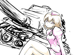 Rule 34 | 1girl, agent aika, aika (series), artist request, delmo, jacket, military, military vehicle, motor vehicle, pink delmo, sitting, skirt, suzie (agent aika), tank