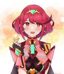 Rule 34 | 1girl, black gloves, breasts, chest jewel, earrings, fingerless gloves, gem, gloves, headpiece, highres, jewelry, large breasts, pyra (xenoblade), reason3 s, red eyes, red hair, short hair, solo, swept bangs, tiara, xenoblade chronicles (series), xenoblade chronicles 2