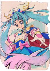 Rule 34 | 1girl, ahoge, blue cape, blue eyes, blue hair, brooch, cape, cure sky, detached sleeves, earrings, gradient hair, hirogaru sky! precure, jewelry, kamikita futago, long hair, magical girl, multicolored hair, official art, pink hair, precure, puffy detached sleeves, puffy sleeves, single sidelock, smile, solo, sora harewataru, twintails, two-sided cape, two-sided fabric, very long hair, wing brooch, wing hair ornament