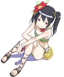 Rule 34 | 1girl, black hair, blush, closed mouth, earrings, jewelry, looking at viewer, love live!, love live! school idol project, natsuiro egao de 1 2 jump!, short hair, simple background, solo, swimsuit, turiganesou800, white background, yazawa nico