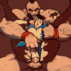 Rule 34 | 1boy, 1girl, ahegao, anal, beard, blue dress, blush, bouncing breasts, bracelet, breasts, brown hair, brown pantyhose, bun cover, capcom, china dress, chinese clothes, chun-li, clothed sex, clothing aside, cromwaits, crying, crying with eyes open, cum, cum in ass, cum in pussy, double bun, dress, facial hair, fingering, fucked silly, hair bun, hand on own face, heart, heart-shaped pupils, hetero, highres, huge breasts, jewelry, large penis, large testicles, mohawk, muscular, nipples, no bra, nose blush, open mouth, panties, panties aside, pantyhose, penis, pussy, rape, reverse suspended congress, rolling eyes, sex, sex from behind, spiked bracelet, spikes, spread legs, street fighter, symbol-shaped pupils, tears, testicles, thick thighs, thighs, tongue, tongue out, torn clothes, torn dress, torn legwear, uncensored, underwear, zangief