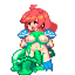 Rule 34 | 1girl, animated, animated gif, armor, breasts, cum, cum in pussy, cum inflation, inflation, lactation, large breasts, lowres, monster, onna senshi aomi, pixel art, rape, red hair, slime, warrior