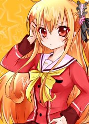 Rule 34 | 10s, 1girl, blonde hair, charlotte (anime), long hair, nishimori misa, red eyes, school uniform, side ponytail, solo, yuki isuke