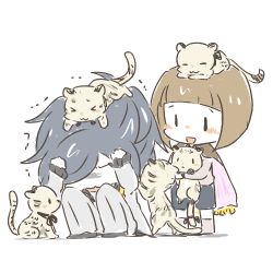 Rule 34 | &gt; &lt;, 10s, 2boys, :3, :d, animal, animal on head, brown hair, cape, chibi, closed eyes, full body, gokotai&#039;s tigers, grey hair, hands on own head, kurate, lowres, maeda toushirou, male focus, multiple boys, on head, oodenta mitsuyo, open mouth, shorts, smile, squatting, tiger, tiger cub, touken ranbu, trembling, white background, white tiger, | |