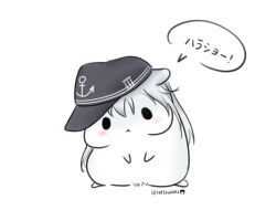 Rule 34 | 10s, anchor symbol, androgynous, animalization, bad id, bad pixiv id, blush, gender request, hamster, hat, hatsuzuki 527, hibiki (kancolle), highres, horosho, kantai collection, looking at viewer, no humans, simple background, solo, white background, white hair