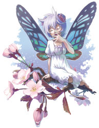 Rule 34 | butterfly wings, fairy, flower, insect wings, original, purple hair, solo, wings, yawning, yukihiko