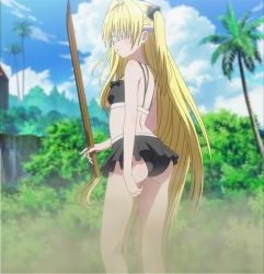 Rule 34 | ass, blindfold, blonde hair, konjiki no yami, long hair, outdoors, swimsuit, sword, tagme, to love-ru, weapon, wooden sword