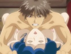Rule 34 | 1boy, 1girl, ai shimai, animated, animated gif, blue hair, blush, bouncing breasts, breasts, closed eyes, hetero, immoral sisters, mature female, missionary, moaning, nipples, nude, open mouth, sex, thighs, vaginal