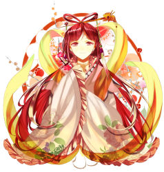 Rule 34 | 1girl, chinese clothes, floral print, hair ornament, hair rings, hair stick, lento (water), long hair, magi the labyrinth of magic, red eyes, red hair, ren kougyoku, smile, solo