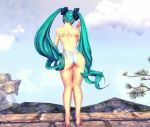 Rule 34 | 10s, 1girl, 3d, animated, aqua hair, ass, ass shake, blade &amp; soul, cosplay, curvy, dancing, from behind, full body, hair ornament, hatsune miku (cosplay), high heels, huge ass, jin (blade &amp; soul), kneepits, legs, long hair, outdoors, solo, standing, swimsuit, thick thighs, thighs, twintails, very long hair, video, video, wide hips