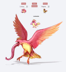 Rule 34 | animal focus, artist request, bird, creatures (company), fusion, game freak, gen 1 pokemon, highres, lickitung, long tongue, nintendo, no humans, pidgeotto, pokemon, pokemon (creature), solo, tongue, tongue out, wings