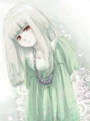 Rule 34 | albino, bad id, bad pixiv id, blush, chito04, dress, jewelry, necklace, pale skin, red eyes, solo, white hair