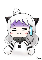 Rule 34 | 10s, 1girl, :3, = =, absurdres, abyssal ship, ahoge, blush stickers, dress, closed eyes, highres, horns, kantai collection, long hair, looking at viewer, mittens, northern ocean princess, pale skin, ron (hengyep), silver hair, sketch, solo, sweatdrop, white dress