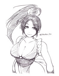 Rule 34 | 1girl, breasts, cleavage, fatal fury, large breasts, legs, long hair, looking at viewer, ponytail, shiranui mai, smile, snk, solo, the king of fighters, thick thighs, thighs, wide hips
