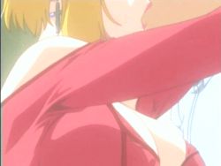 Rule 34 | 00s, 1boy, 1girl, animated, animated gif, bible black, blonde hair, bouncing breasts, breasts, clothes pull, earrings, hetero, jewelry, kiss, kitami reika, large breasts, lowres, nipples, no bra, off shoulder, shin bible black, shirt pull, short hair, yamanishi naoto