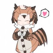Rule 34 | 1girl, animated, blush, closed eyes, coat, commentary request, disembodied limb, eurasian eagle owl (kemono friends), gloves, happy, headpat, heart, kemono friends, long sleeves, simple background, smile, spoken heart, tail, tail wagging, taro (tontaro), video, white background
