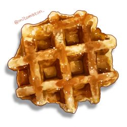 Rule 34 | artist name, food, food focus, highres, mitomaton, no humans, original, pastry, realistic, simple background, still life, sweets, twitter username, waffle, white background