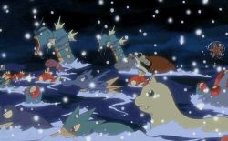 Rule 34 | animated, animated gif, creatures (company), dewgong, ekans, game freak, gen 1 pokemon, golduck, gyarados, lowres, magikarp, nintendo, no humans, pokemon, pokemon (anime), pokemon (classic anime), pokemon (creature), pokemon the movie 2000: the power of one, poliwrath, seadra, starmie, swimming, tentacool, tentacruel
