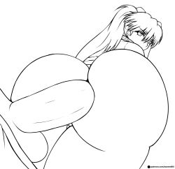 Rule 34 | 1boy, 1girl, anal, animated, animated gif, ass, bottomless, bouncing ass, curvy, hetero, highres, huge ass, huge penis, large penis, long hair, looking back, neon genesis evangelion, penis, sex, sex from behind, sketch, souryuu asuka langley, testicles, thick thighs, thighs, wide hips, zonen404