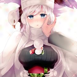 Rule 34 | 1boy, 1girl, :t, azur lane, bad id, bad pixiv id, blush, box, breasts, christmas, coat, earmuffs, enterprise (azur lane), enterprise (reindeer master) (azur lane), gift, gift box, gloves, grey eyes, hand on another&#039;s face, hat, highres, holding, holding gift, looking at viewer, pom pom (clothes), pout, pov, scarf, silver hair, sparkle, upper body, white gloves, white hat, white scarf, winter clothes, winter coat