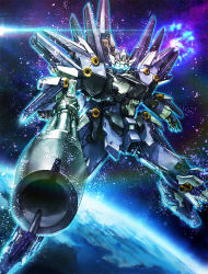 Rule 34 | cannon, earth (planet), exbein, exexbein, foreshortening, glowing, mecha, no humans, planet, robot, solo, space, super robot wars, super robot wars original generation, the 2nd super robot wars og, weapon