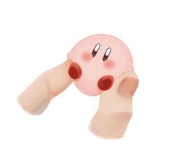 Rule 34 | blush stickers, bou maron, cheek squash, dot mouth, highres, kirby, kirby (series), nail, nintendo, simple background, squishing, white background