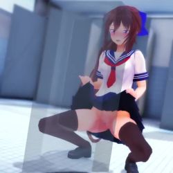 Rule 34 | 1girl, 3d, animated, blue eyes, brown eyes, brown hair, censored, clothes lift, hikamo123, lifted by self, minase hikari, no panties, open mouth, original, peeing, ponytail, public bathroom, pussy, skirt, skirt lift, solo, sound, squatting, toilet use, urinal, urinal use, video