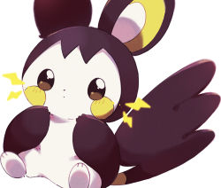Rule 34 | brown eyes, closed mouth, commentary request, creature, creatures (company), electricity, emolga, game freak, gen 5 pokemon, hands up, highres, looking at viewer, nintendo, no humans, pokemon, pokemon (creature), simple background, sitting, solo, toes, usoko (sani ma ru), white background