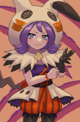 Rule 34 | 1girl, :3, absurdres, acerola (fall 2020) (pokemon), acerola (pokemon), adjusting clothes, adjusting gloves, bead bracelet, beads, bracelet, closed mouth, commentary request, creatures (company), eyelashes, flipped hair, game freak, gloves, grey eyes, halloween, highres, hood, hood up, jewelry, looking at viewer, nintendo, official alternate costume, orange shorts, pantyhose, pokemon, pokemon masters ex, purple hair, shorts, single glove, smile, solo, urin (littleurin)
