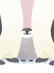 Rule 34 | ayu (mog), baby penguin, bird, blush, emperor penguin, looking at viewer, no humans, original, penguin, pink background, signature, simple background