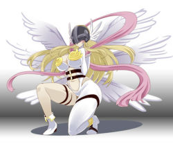 Rule 34 | 1girl, angel, angewomon, breasts, digimon, helmet, large breasts, wings