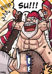 Rule 34 | 2boys, abs, ayyk92, beard, commentary, convenient censoring, cosplay, english commentary, facial hair, hat, kigurumi, male focus, merry christmas, multiple boys, muscular, original, santa claus, santa hat, thick eyebrows, undressing, you gonna get raped