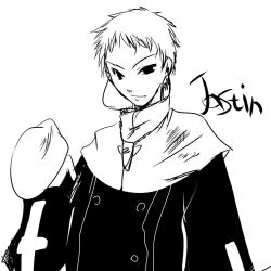 Rule 34 | 00s, 1boy, cloak, expressionless, greyscale, justin law, male focus, monochrome, priest, short hair, simple background, solo, soul eater, upper body, very short hair, white background, yuumin