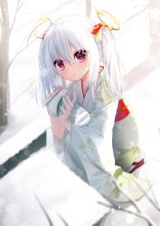 Rule 34 | + +, 1girl, 2023, absurdres, ahoge, amatsuji, animal print, bird print, blush, bow, braid, child, chinese zodiac, cloud print, eyelashes, flat chest, floral print, full body, grey hair, hair between eyes, hair bow, highres, holding animal, holding rabbit, japanese clothes, kimono, kneeling, long hair, long sleeves, looking at viewer, multicolored bow, new year, o-ring, open mouth, original, outdoors, own hands together, rabbit, red eyes, sandals, side braids, sidelocks, snow, snow rabbit, socks, solo, sunlight, tree, twintails, white hair, white kimono, white socks, wide sleeves, year of the rabbit, yukata, zouri