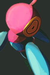 Rule 34 | 01coil, black eyes, close-up, colored sclera, creatures (company), floating, game freak, gen 4 pokemon, highres, looking to the side, nintendo, no humans, pokemon, pokemon (creature), porygon-z, shaded face, signature, simple background, solo, yellow sclera