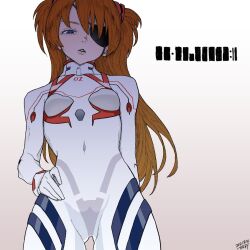 Rule 34 | 1girl, 2021, blue eyes, bodysuit, breasts, brown hair, cameltoe, covered navel, curvy, dated, evangelion: 3.0+1.0 thrice upon a time, hair ornament, hand on own hip, highres, interface headset, lips, long hair, looking at viewer, medium breasts, neon genesis evangelion, pilot suit, plugsuit, rebuild of evangelion, simple background, souryuu asuka langley, tocky, tsundere, white background, white bodysuit, wide hips