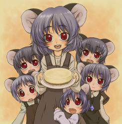 Rule 34 | 6+girls, animal ears, bad id, bad pixiv id, cake, child, family, female focus, food, grey hair, harukaze unipo, jewelry, mouse ears, multiple girls, nazrin, pastry, pendant, red eyes, short hair, touhou, unipo