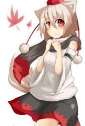 Rule 34 | 1girl, animal ears, bad id, bad pixiv id, detached sleeves, female focus, hat, inubashiri momiji, red eyes, scarf, short hair, solo, tail, tokin hat, touhou, white background, wk (low-f), wolf ears, wolf tail