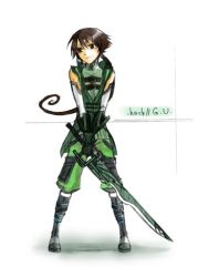 Rule 34 | .hack//, .hack//g.u., 00s, 1boy, bandai, brown hair, cyber connect 2, hack, lowres, male focus, ponytail, silabus, solo, sword, weapon