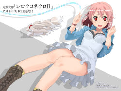 Rule 34 | 1girl, :d, blush, boots, breasts, cleavage, cropped jacket, dog, dress, from below, jewelry, kimura shigetaka, looking at viewer, necklace, open mouth, original, pink hair, red eyes, smile, solo, watch, wristwatch