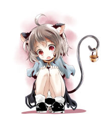 Rule 34 | 1girl, ahoge, animal ears, basket, blush, capelet, grey hair, kurona, looking at viewer, mouse (animal), mouse ears, mouse tail, nazrin, open mouth, panties, red eyes, short hair, solo, squatting, tail, touhou, underwear, white panties