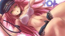 Rule 34 | 1girl, areola slip, blue shorts, breasts, capcom, chain, collar, covered erect nipples, denim, denim shorts, eyeshadow, final fight, hat, huge breasts, large breasts, lipstick, long hair, makeup, midriff, navel, no panties, open fly, peaked cap, pink hair, poison (final fight), shorts, solo, street fighter, tank top, tsukigami chronica, unbuttoned, unzipped, whip
