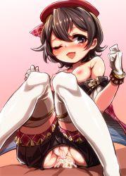 Rule 34 | 10s, 1girl, anal, ass cutout, blush, breasts, brown eyes, brown hair, cameltoe, canna (granblue fantasy), cleft of venus, clothed sex, clothing cutout, cum, cum in ass, fat mons, girl on top, gloves, granblue fantasy, harigane shinshi, hat, heart, heart-shaped pupils, highres, nipples, one eye closed, penis, pussy juice, sex, short hair, small breasts, solo focus, symbol-shaped pupils, thighhighs, uncensored