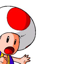 Rule 34 | 1boy, aliasing, looking at viewer, lowres, mario (series), nintendo, open mouth, simple background, super mario bros. 1, surprised, toad (mario), vest, white background