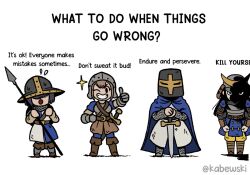 4girls age_of_empires_ii armor black_hair blue_cape boots brown_boots brown_skirt cape english_text flying_sweatdrops gauntlets grin helm helmet holding holding_polearm holding_sword holding_weapon japanese_armor kabewski long_hair long_sleeves longswordsman_(aoe2) medieval meme multiple_girls polearm samurai samurai_(age_of_empires_ii) short_sleeves skirt smile sparkle spearman_(aoe2) sword teeth teutonic_knight teutonic_knight_(age_of_empires_ii) thumbs_up weapon why_dis_ninja_look_so_mad_(meme)