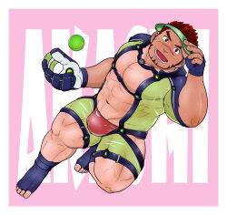 Rule 34 | 1boy, abs, absurdres, akashi (live a hero), akashi (water bullet) (live a hero), bara, bare pectorals, baseball (object), baseball glove, bodysuit, bulge, diving suit, facial hair, goatee, green bodysuit, green male swimwear, highres, hip vent, large pectorals, live a hero, long sideburns, looking at viewer, male focus, male swimwear, midair, muscular, muscular male, navel, official alternate costume, pectorals, red eyes, red hair, red male swimwear, scar, scar on face, scar on nose, short hair, sideburns, smile, solo, swim briefs, thick eyebrows, tunataro (27taro1), wetsuit