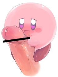 Rule 34 | 2boys, blush, censored, erection, heart, heart-shaped pupils, kirby, kirby (series), male focus, multiple boys, nintendo, open mouth, penis, pointless censoring, precum, simple background, solo focus, symbol-shaped pupils, yaoi