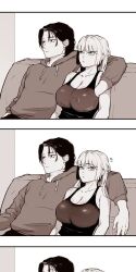 Rule 34 | breast press, casual, groping, groping breast, hands in clothes, nightcore7241, sitting, sitting next to each other, sofa, tagme