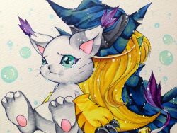 Rule 34 | animal ears, cat, cat ears, digimon, digimon (creature), gloves, highres, holy ring, sad, tail, tailmon, wizarmon
