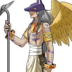Rule 34 | anubimon, bracelet, digimon, egyptian, jewelry, mask, personification, staff, wings